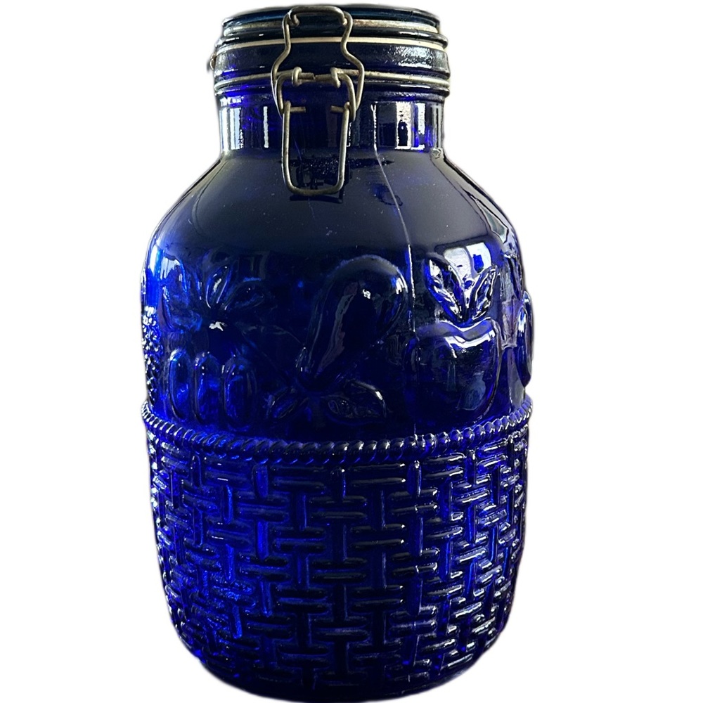 Vintage cobalt canister jar
